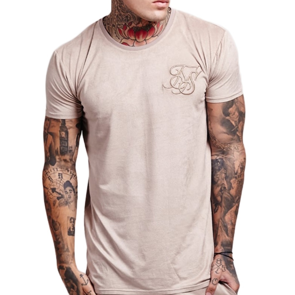 SikSilk Suede Wave Hem Zip Tee - NWT - Stone